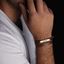 تصویر دستبند استیل چرمی دو دور بار
