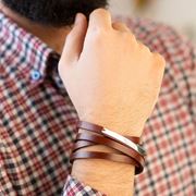 دستبند نقره 4 دور چرم